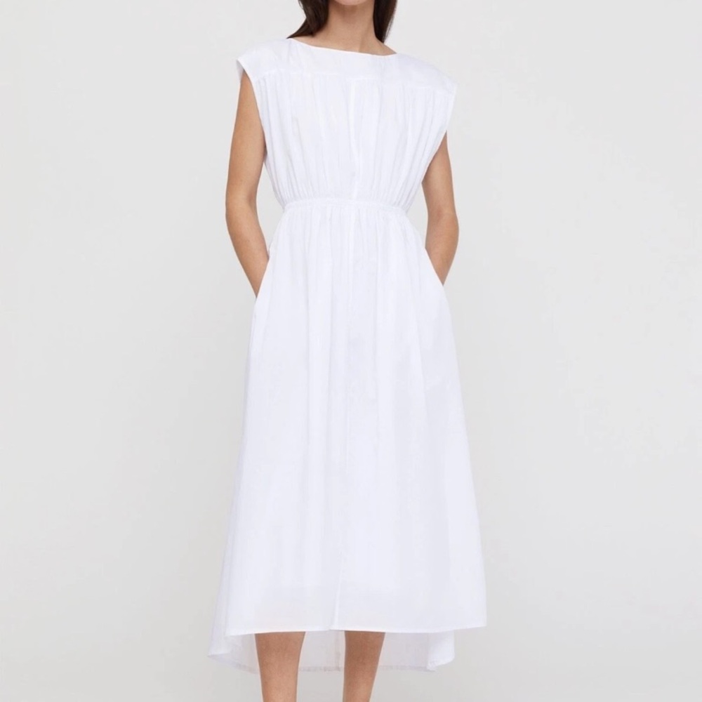 TOTEME Boat-Neck Ruched High-Low Dress EU 36 Small